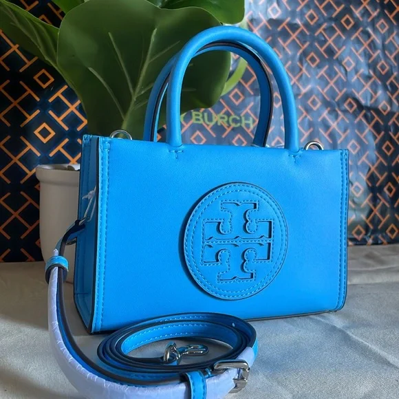 New✨authentic tory burch Ella bio mini tote (blue azure) crossbody - Picture 3 of 15